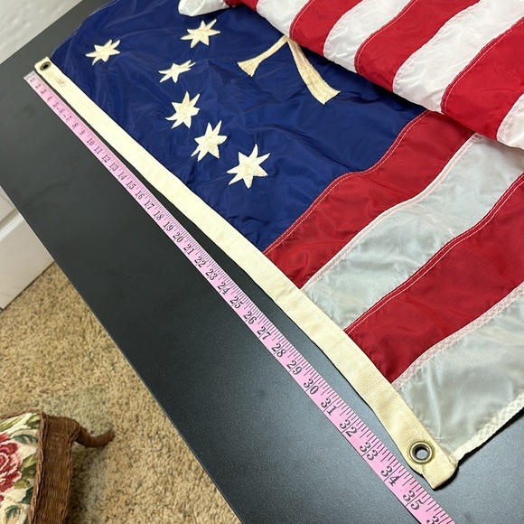 Vtg 1776 76 American USA Nylon Flag Grommets Embroidered Stars and Stripes - Picture 10 of 14